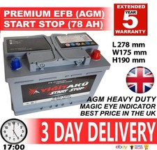 Varta EQ.Varta 9678006180 096 100 START STOP AGM 78AH Heavy Duty 12V Car Battery