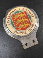 RARE VINTAGE RENAMEL  FAVERSHAM & DISTRICT MOTOR CLUB  CAR BADGE