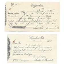 1925 2 x Billheads Smiths & Marshal Butter Merchants CHIPPENHAM Wiltshire