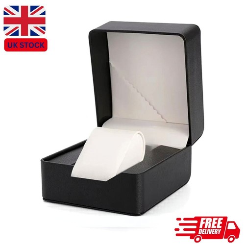 Black leather watch - leather, box