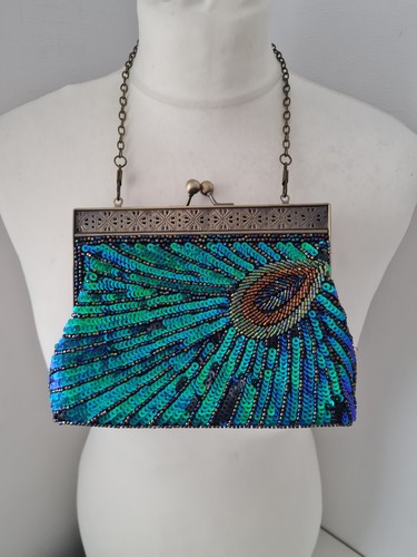 Peacock feather sequin - sequin, evening