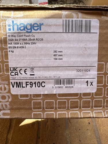 Hager 10way dual rcd - 10way,