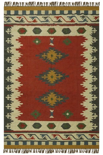 Wool jute kilim hand woven - jute,