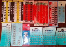 Job Lot Newey Vintage Fastenings: Hooks Bars Eyes Snap Fasteners Original Cards