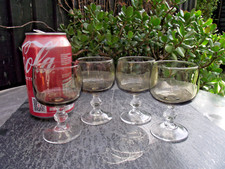 4 1970s Retro Luminarc Domaine Smoky Liqueur Aperitif Stemmed Shot Tot Glasses