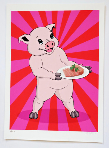 Pig piglet original print - pig,