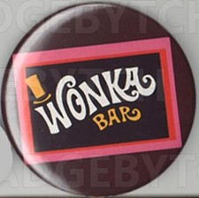 WONKA BAR Badge Button Pin -  25mm and 56mm size!