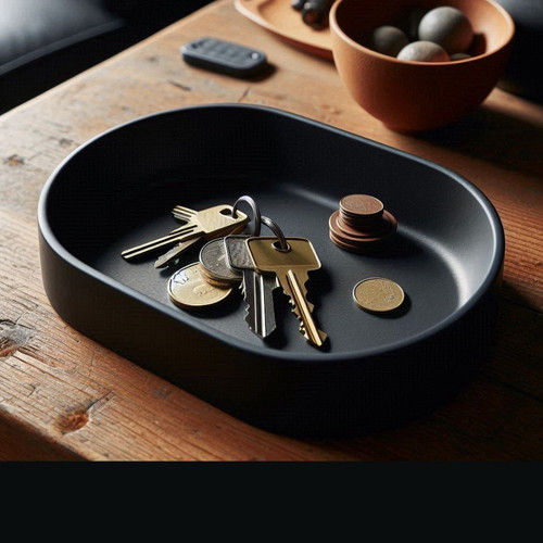 Black ceramic oval - ceramic, matte