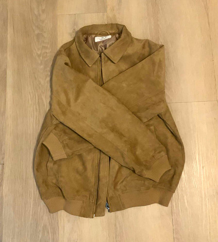 Men beige suede full zip - men's,
