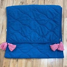 Primark Home Navy Quilted Throw Blanket runner with Tassels