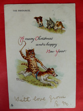 Louis Wain. The Favourite. Cat jockey on dog. 1903; Tuck. UB