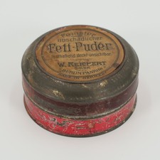 W Reichert Fett Puder Vintage 1930s 40s Red Face Powder Tin Made in Germany