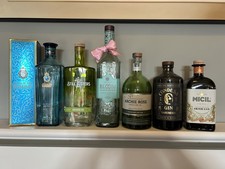 Job Lot 6 Empty Gin Bottles coloured glass Upcycling Lamps Crafts