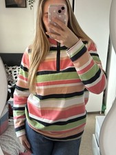 Pink Stripy Cotton Traders Quarter Zip Size Small