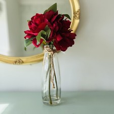 Artificial Burgundy Peonies In A Glass Vase 