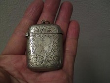 Antique vesta case silver plate Albo Regd NC Reading & Co matchbox match striker