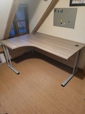 Large Desk.  Light Oak In Colour With Metal Legs and Frame