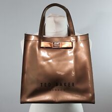 TED BAKER Iconic Bag PVC Bow Logo Shopper Tote Shopper Grab Bag Bronze