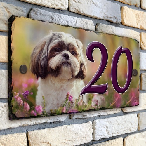Shih tzu house number slate - shih,