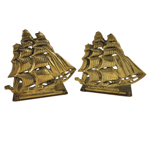 Two vtg solid brass schooners - vtg,