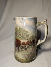 Antique Staffordshire England Countryside Cow Sheep Scene Milk Jug Without Lid