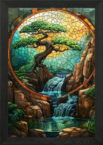Bonsai stained glass japan - glass,