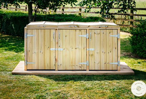 Triple three wooden dustbin - 3,