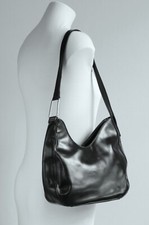 Vintage 90s Russell & Bromley BLACK LEATHER  HOBO / TOTE / SHOULDER BAG ,  Med