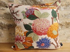 GP & J Baker Magnolia Linen Natural Brights &Green Velvet Fabric Cushion Cover C