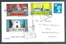 CALDEY ISLAND 1970's postcard to Wolverhampton