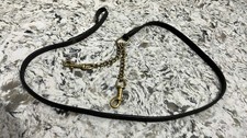 Inhand Showing Brown Leather Lead Rein with brass Newmarket chain 