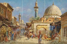 Oriental Street Scene Tile