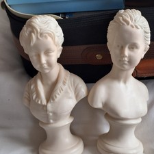 Italian alabaster busts of a boy and girl. Numbers 08403 and 5
