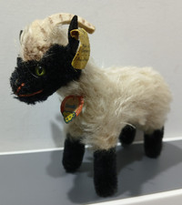 VINTAGE 1950'S STEIFF MOHAIR RUNNING MOUNTAIN SHEEP GOAT SOFT TOY 13cm.LOTS MORE