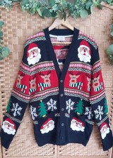 Christmas Festive Novelty Cardigan Size Large Unisex 44in Chest~ Pockets 