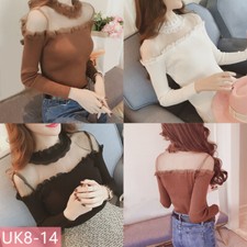 Women Rib Knit Blouse Splice