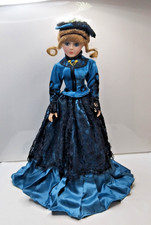 Curzon Collection Porcelain Collectible Doll in Blue Victorian Dress - #4451