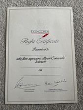 Concorde Blank Certificate Signed by Brian Walpole and Colin Marshall Signed