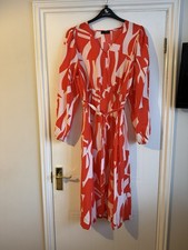Matalan vibrant red/ orange and white patterned maxi dress size 16 by Et Vous