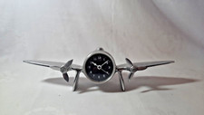 VINTAGE CAST ALUMINIUM AIRCRAFT..CLOCK / DESK MANTEL VGC