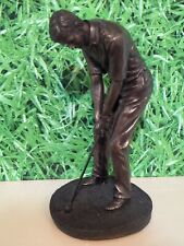 BRONZE EFFECT CAST FIGURINE OF A MALE GOLFER  DECORATIVE OR GOLF PRIZE 7" ins