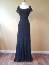 PHASE EIGHT black maxi tapework dress size 12 long evening gothic party wedding 