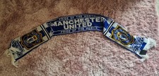 Vintage Official Manchester United Football Scarf Blue White Iconic