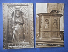 2 W.A.CALL RP Postcards c.1925 PULPIT CARVINGS STOKE ST.GREGORY TAUNTON SOMERSET