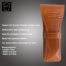 Safety Razor Travel / Storage Leather Case by PARKER 'LP3' 
