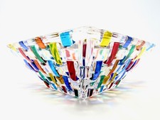 Signed Sublime Murano Glass Italian Multi Coloured Art Glass Pezzato Bowl