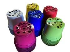 100 X COLOURED 9CM FLOWERPOTS