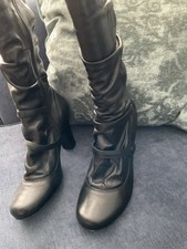 BEAUTIFUL BRONX VICTORIAN STYLED MID CALF BLACK LEATHER BOOTS Size Uk 6