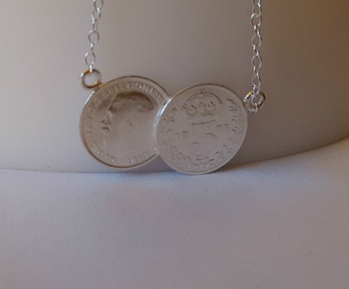 Two coin necklace solid - coin,