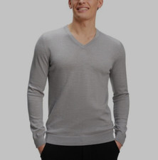 FALKE Mens Grey Virgin Wool & Cotton Knitted Jumper Size EU52 (UK42) Germany